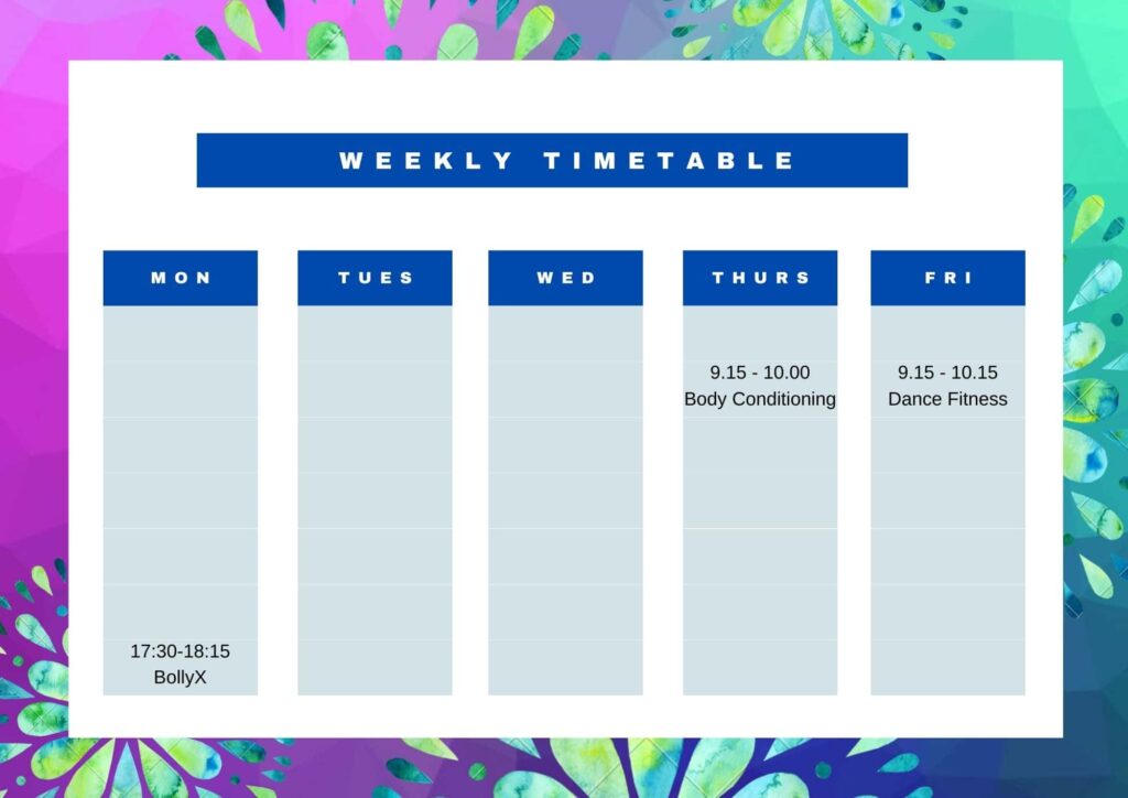 AnnaJFitness Weekly Timetable